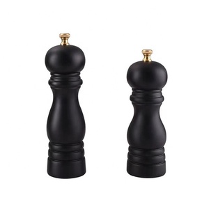 Moulin à sel et à poivre en bois noir blanc de cuisine de haute qualité moulin à poivre à manivelle - Product Image 5