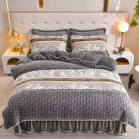 Parure de lit de luxe en velours de lait 4 pièces, imprimée, pour l'hiver, housse de couette en velours doux et chaud, pour la maison, tailles Queen et King.