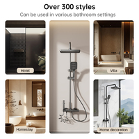 Ensemble de douche de luxe 4320 mural pour salle de bain, système de robinetterie de douche à effet pluie avec 4 sorties d'eau à touches piano