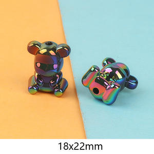 สินค้ามาใหม่ลูกปัดอะคริลิคพิมพ์ลายหมีแบบตรงไล่ระดับสีสำหรับทำเครื่องประดับ DIY โซ่และปากกาโทรศัพท์มือถือ - Product Image 5