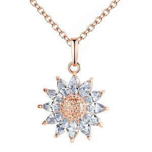 Collar con colgante de girasol para mujer, accesorios de cadena larga para uso diario a la moda - Product Image 3