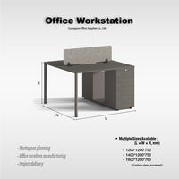 Poste de travail de bureau moderne pour 2 personnes avec armoire de rangement pour espace de travail ouvert