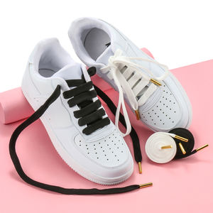Ujung Tali Sepatu Logam Berkualitas Tinggi Tahan Lama Hitam & Putih Tali Sepatu Datar Poliester untuk Sneakers - Product Image 3
