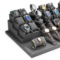 VANLOCY Gris Nouveau design Présentoir de montre de luxe en microfibre Présentoir de bijoux en métal pour vitrine Présentoir de montre