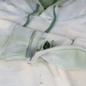 Custom Streetwear No <b>String</b> French Terry Blank Boxy Pullover Vintage Double Layer Acid Wash Distressed <b>Hoodies</b> <b>For</b> Men - Product Image 2