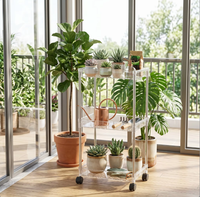 Étagère de présentation d'accessoires pour la maison en acrylique transparent à 2/3/4 niveaux avec roulettes