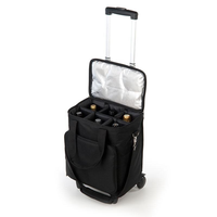 Sac à dos isotherme à roulettes pour vin avec motif lettres en polyester, capacité 6/12 bouteilles, glacière de voyage grande capacité 20L