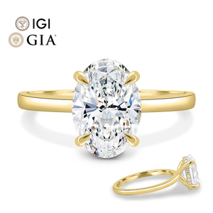 Anillo de Compromiso, Boda y Fiesta con Diamante Ovalado Cultivado en Laboratorio con Certificación IGI, Personalizado de Fábrica, Oro de 14k/18k, 1-5ct - Product Image 1