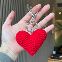 Crochet coeur porte-clés en vrac Pack pour l'appréciation fête de Thanksgiving Distance sociale isolation employés amoureux porte-clés en peluche"
