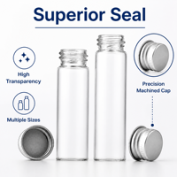 Flacon en verre cylindrique transparent avec bouchon à vis en aluminium, 5 ml, 10 ml, mini flacon d'huile essentielle, flacon d'échantillon en verre étanche