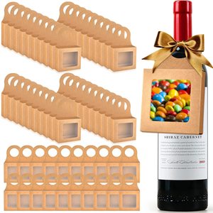 Boîte à <span class=keywords><strong>vin</strong></span> pliable suspendue personnalisée, boîte cadeau décorative en papier kraft avec fenêtre - Product Image 2