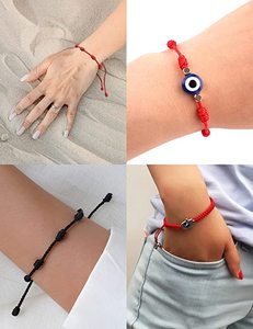 Pulseras <span class=keywords><strong>de</strong></span> estilo étnico con <span class=keywords><strong>ojo</strong></span> turco ajustable <span class=keywords><strong>de</strong></span> <span class=keywords><strong>7</strong></span> <span class=keywords><strong>nudos</strong></span>, cordón negro, cuerda trenzada hecha a mano, venta al por mayor - Product Image 2
