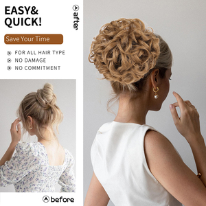 <span class=keywords><strong>Chignon</strong></span> court bouclé désordonné à nouer, extension de cheveux synthétiques extensibles, <span class=keywords><strong>pince</strong></span> à cheveux, <span class=keywords><strong>chignon</strong></span> scrunchie, postiche en plateau - Product Image 5