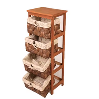 Usine de haute qualité en gros pas cher salon armoire de rangement en bois avec de nombreux tiroirs en osier
