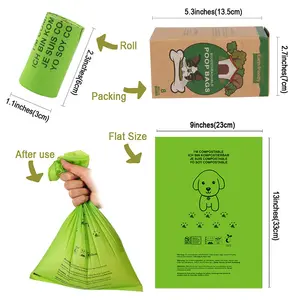 Custom Logo Dog Poop Bag 100% Compostable Biodegradable Dog Poop Bag Eco Friendly Dog Poop Bag Portable For Outside Walking Pet