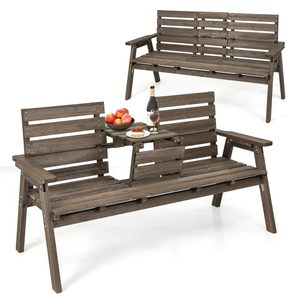 <span class=keywords><strong>Panca</strong></span> da Esterno in Legno di Abete con Tavolo Centrale Pieghevole - Product Image 1