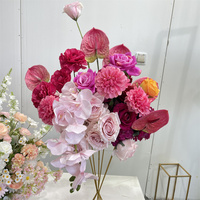 IFG 2025 Arrangements floraux de table en soie faits à la main, fuchsia tropical, 35 cm de diamètre, boule de fleurs, centre de table pour la décoration de mariage