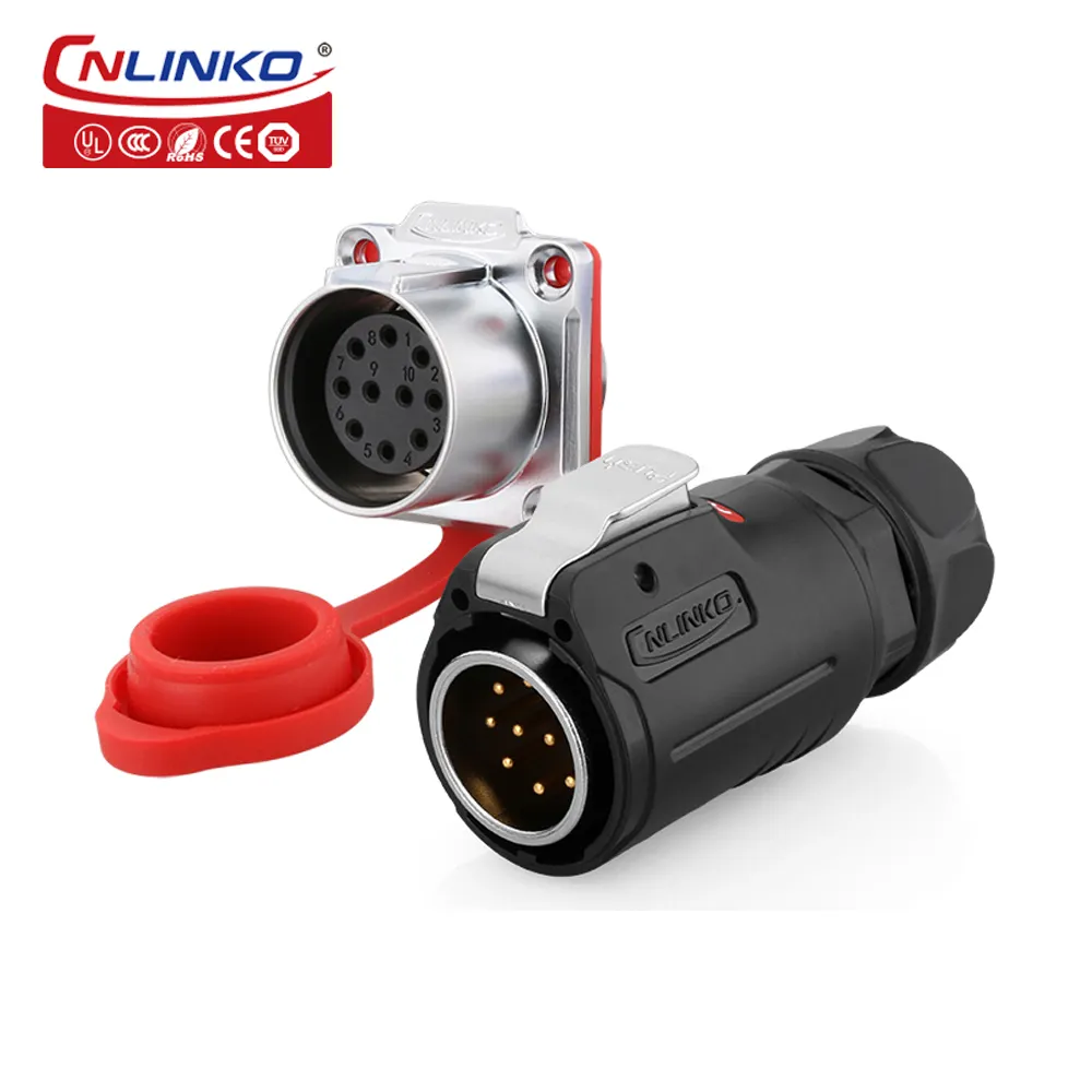 במלאי ISO9001 CNLINKO M24 10 פין תעופה עמיד למים כוח אות מחבר