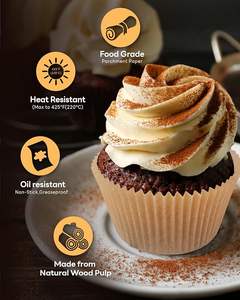 100pcs Jumbo Cupcake Liners for Baking Natural Jumbo Muffin Liners Unbleached <b>Greaseproof</b> Parchment <b>Paper</b> - Product Image 2