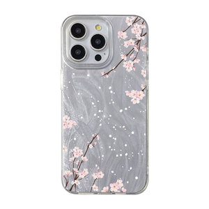 <span class=keywords><strong>Coque</strong></span> de téléphone portable en PC avec motif de fleurs de <span class=keywords><strong>prune</strong></span> argentées anti-choc pour <span class=keywords><strong>iPhone</strong></span> 8 X Xr Xs Max 11 <span class=keywords><strong>12</strong></span> 13 14 15 16 17 Air - Product Image 1