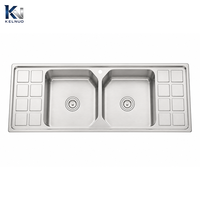 Évier de cuisine double en acier inoxydable 304, style moderne, taille standard, à cuve profonde, très populaire