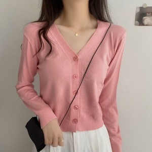 Suéter de Manga Larga para Mujer, Novedad 2025, Venta al por Mayor, Chaqueta Cárdigan Corta con Cuello en V, Top de Punto para Mujer - Product Image 3