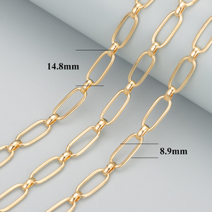 C54 tự làm chuỗi, phụ kiện đồ trang sức, vượt qua đạt, Nickel miễn phí, 18K mạ vàng, đồng, Vòng Cổ làm, 1 mét/lô - Product Image 3