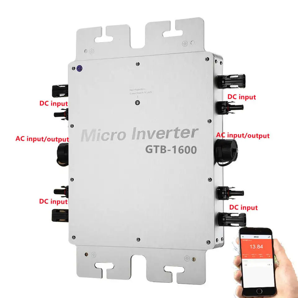 Lamsword GTB/WVC 1600W 2000W 22-55V 13.3A 6.95A 120V 230V Smart Surya Mikro Grid Terikat Inverter dengan Wi-fi Pemantauan dan Uni Eropa Plug