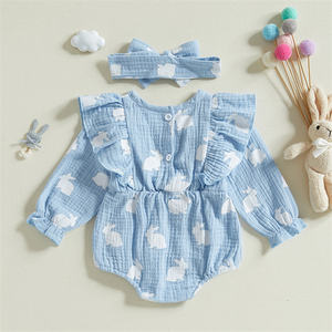 Bandeau <span class=keywords><strong>de</strong></span> Pâques pour bébé, Costumes <span class=keywords><strong>de</strong></span> printemps pour nouveau-né, barboteuse pour bébé fille - Product Image 4