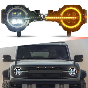 Conjunto de Faros Delanteros LED Completos para <span class=keywords><strong>Ford</strong></span> <span class=keywords><strong>Bronco</strong></span> 2021-2024 con Luces de Circulación Diurna Blancas Ámbar y Señal de Giro Secuencial - Product Image 1