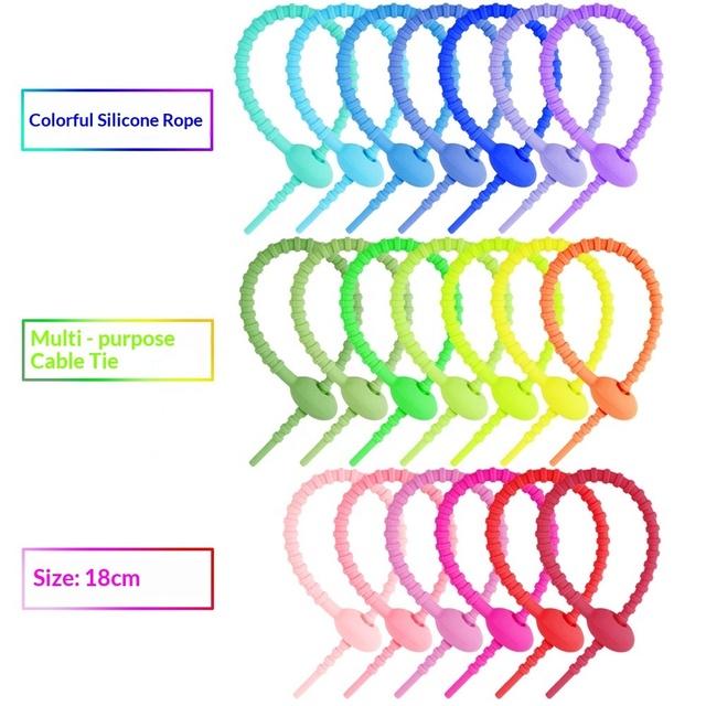 Wayhive WH-HXY-01 180mm Multicolor Silicone Cable Tie Accessory Stationery Lanyard Data Cable Organizer Multi-purpose Wire