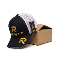 Casquette de baseball structurée de haute qualité bleu roi avec dos en maille, logo brodé en relief 3D doré sur la visière, pour homme, performance sportive