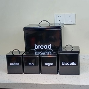 Bread Storage <b>Box</b> <b>Set</b> Stainless Steel Kitchen Organizer With Lids For Coffee Tea Sugar Biscuits Food Container 6Pcs - Product Image 2