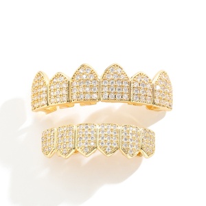 G017 Grillz Hip Hop Europeo Americano in Ottone a 6 Denti, Accessori per Costume di Halloween, Gioielli da <span class=keywords><strong>Bocca</strong></span> Dorati - Product Image 6