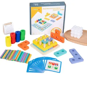 モンテッソーリカスタム3in1子供用木製形状マッチング数学スティックゲーム教育仕分けスタッキングおもちゃ子供用