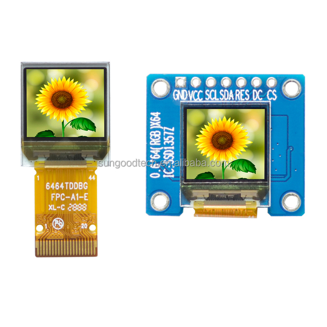 0.6 inch color OLED display 64x64 resolution RGB SSD1357 driver high-bright color display 4-wire SPI interface 20Pin/7Pin