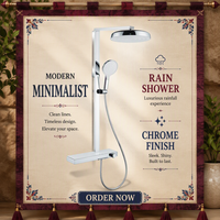 Kit de robinetterie de douche chromé haut de gamme, distributeur d'eau 3 voies, pulvérisateur supérieur haute pression, mitigeur de salle de bain à main