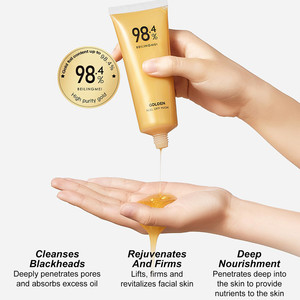 ZS 98.4% Golden Peel Off Masque Feuille d'or Peel off Masque facial Exfoliant Tear Off Masque facial Nettoyage en profondeur Réduit les ridules - Product Image 3