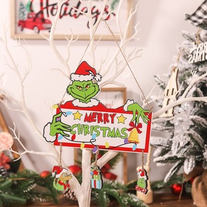 Nuevo letrero navideño transfronterizo de Feliz Navidad, adornos navideños, colgante de madera del Grinch, adorno de letras excentricas - Product Image 4