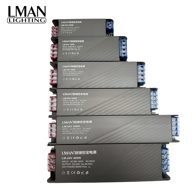 Wholesale LMAN 2-Year Warranty 12V/24V Slim LED Strip Power Supply 60W-400W LED Driver Energy Efficient Aluminum Case AC-DC LED