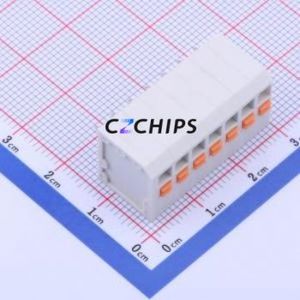 KF239-3.81-7P Spring Terminal Block Through hole Component (THT),P=3.81mm Connector 1x7P 3.81mm White 7P - Product Image 1