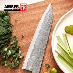 سكين مطبخ Vg10 من الفولاذ الدمشقي مقاس 8 بوصة، سكين شيف ياباني فائق الحدة للحم، طقم سكاكين مطبخ مصقولة يدويًا من دمشق الأصلية - Product Image 3