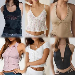 Nouveau haut d'été pour femmes, tendance, coupe ajustée, haut décontracté imprimé, style sexy, assorti, expédition aléatoire du stock - Product Image 1