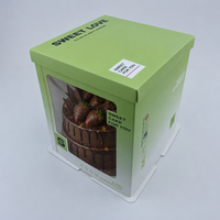 Boîte à gâteau verte 22*22*23cm avec fenêtre transparente, vente en gros, pour anniversaire, mariage, pâtisserie, emballage en carton