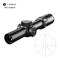 Lunette de visée T-EAGLE EOX 1.2-6X24 IR noire, rapide, avec illumination rouge réglable, étanche, en aluminium, lentilles multicouches, réglage de la parallaxe