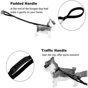Tactical <b>Dog</b> <b>Leash</b> With Shock Absorption Black Fabric Pet Walking <b>Leash</b> For Outdoor Use - Product Image 2