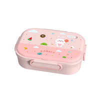 Boîte à lunch isotherme en acier inoxydable 304, compatible micro-ondes, design cartoon pour enfants, boîte bento carrée pour l'école