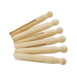 Pinzas de Madera Natural para Manualidades, Pinzas Redondas de Madera para Muñecas - Product Image 1