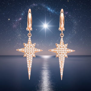North Star Compass Design Blanc CZ Turc 925 Argent Sterling Bijoux À La Main Fine À La Mode En Gros Dangle Boucles D'oreilles - Product Image 3