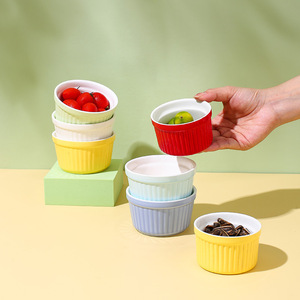 Soufflé en céramique Ramequins Bol de cuisson rond Bol de cuisson en céramique pour Pot Pie Creme Brulee Dessert - Product Image 3